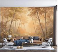 GSAEIMCT Misty Forest Wallpaper, Brown Watercolor Landscape Illustration Home Decor Photo Wallpaper Murals, Room Decor Wall Art for Bedroom Kitchen Living Room, 400X280Cm