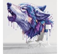 GSAEIMCT Mixed Colors Color Wolf Photo Wallpaper Mural,Cartoon Fantasy Animals 3D Large Wall Murals Hd Printing Decoration Poster Picture Design for Bedroom Living Room Home,450X300Cm