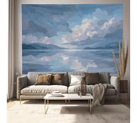 GSAEIMCT Mountains Lakes Tapestry Wall Hanging, Blue White Tapestry Impressionist Painting Design, Wall Decoration Ceiling For Bedroom Dorm 150L X 100W Cm