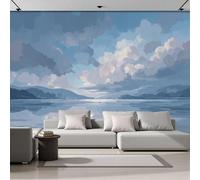 GSAEIMCT Mountains Lakes Wallpaper Mural Impressionist Painting Blue White Art Background Wall Large Mural for Living Room Bedroom,350X260Cm