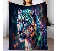 GSAEIMCT Nebula Snow Leopard Decor Throw Blankets For Couch Sofa Fantasy Cosmic Animals Soft Lightweight Flannel Fleece Blanket For Dorm Bedroom And Living Room, Baby 50"X60"(130X150Cm)