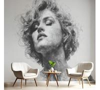 GSAEIMCT Off-White Female Portrait Wallpaper Mural,Three-Dimensional Characters Wall Murals 3D Art Hd Printing Photo Wallpaper for Bedroom Living Kids Room Decor Poster Picture Design,300X210Cm