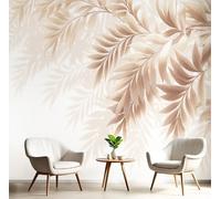 GSAEIMCT Off White Simple Palm Leaves Murals Photo,3D Tropical Illustrations Wall Murals,Wallpaper for Bedroom Living Room Home Poster Decor 250X170Cm Background Wall Decorative