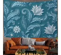 GSAEIMCT Paisley Flowers Tapestry, Blue White Embossed Graffiti Wall Hanging Tapestries, Small Tapestry For Home Office Dorm Indoor And Outdoor Decoration, 150L X 130W Cm
