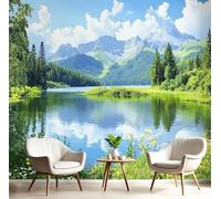 GSAEIMCT Panoramic Wallpaper Mural,150X105Cm Wall Poster Blue-Green Lake Park Art Photo 3D Effect,Pastoral Nature Poster Decoration for Home Bedroom Living Room Tv Backdrop Corridor