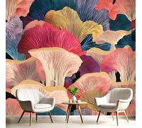 GSAEIMCT Panoramic Wallpaper Mural,150X105Cm Wall Poster Color Mushroom Flowers Art Photo 3D Effect,Abstract Plants Poster Decoration for Home Bedroom Living Room Tv Backdrop Corridor