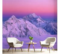 GSAEIMCT Panoramic Wallpaper Mural,150X105Cm Wall Poster Pink Purple Snow Mountain at Dawn Art Photo 3D Effect,Abstract Landscape Poster Decoration for Home Bedroom Living Room Tv Backdrop Corridor