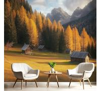 GSAEIMCT Panoramic Wallpaper Mural,200X140Cm Wall Poster Golden Yellow Autumn Mountains Art Photo 3D Effect,Natural Scenery Poster Decoration for Home Bedroom Living Room Tv Backdrop Corridor