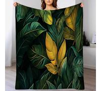 GSAEIMCT Personality Monstera Blanket,Soft Warm Throw,Lightweight Cozy Yellow Flannel Print Natural Plants For Bed Couch Sofa Office Decor,For Girls Boys Women Men,50"X60"(130X150Cm)