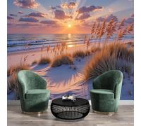 GSAEIMCT Photo Wallpaper 300X210Cm Silk Art Print Wall Mural Decoration Poster Picture Design Sunny Beach Orange North American Scenery Living Room Bedroom Tv Backdrop Corridor Decoration