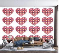 GSAEIMCT Photo Wallpaper 3D Effect Panoramic Mural Simple Heart Ornamental Rhythm for Living Room Adult Children Bedroom Home Decoration Wall Poster, 350X256Cm Wall Mural Red