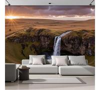 GSAEIMCT Photo Wallpaper 3D Effect Panoramic Mural Waterfall Cliff Natural Scenery Yellow Wall Mural 250X170Cm for Living Room Bedroom Home Decoration, Silk Wall Poster Adult Children