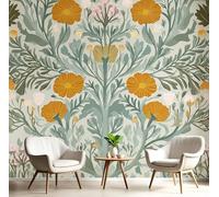 GSAEIMCT Photo Wallpaper 3D Sage Green Flowers Green Leaves Poster Picture Design Murals,150X105Cm Art Mural Stickers Natural Plants for Living Room Bedroom Home Decoration Sofa Tv Backdrop Wall