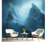 GSAEIMCT Photo Wallpaper Blue Misty Peaks,400X280Cm Wall Large Mural Dark Fantasy Tv Artwork Background Art 3D Murals Living Room Bedroom Decoration Silk Sticker Painting