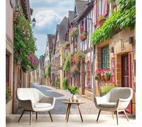 GSAEIMCT Photo Wallpaper Brown Street Town,450X300Cm Wall Large Mural Retro Buildings Tv Artwork Background Art 3D Murals Living Room Bedroom Decoration Silk Sticker Painting