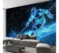 GSAEIMCT Photo Wallpaper Ice Hockey Player Wall Murals - Removable Peel and Stick Self-Adhesive Foil Print Wall Mural Decoration Large Photo Wallpaper Picture Design Player in Ice and Fire