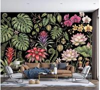 GSAEIMCT Photo Wallpaper Monstera Deliciosa 350X256Cm Silk Wall Mural, 3D Wallpaper Mural, Tropical Plants Living Room Bedroom Art Poster Mural Wallpaper, Dark Green