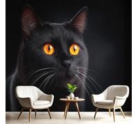 GSAEIMCT Photo Wallpaper Orange Black Glitter Cat,400X280Cm Wall Large Mural Fascinating Animals Tv Artwork Background Art 3D Murals Living Room Bedroom Decoration Silk Sticker Painting