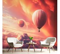 GSAEIMCT Photo Wallpaper Orange-Red Cloud Hot Air Balloon,150X105Cm Wall Large Mural Fantasy Space Tv Artwork Background Art 3D Murals Living Room Bedroom Decoration Silk Sticker Painting