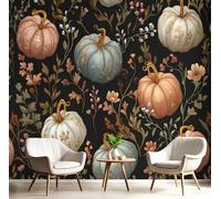 GSAEIMCT Photo Wallpaper Orange-Red Fall Pumpkins,350X260Cm Wall Large Mural Watercolor Pastoral Tv Artwork Background Art 3D Murals Living Room Bedroom Decoration Silk Sticker Painting