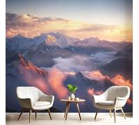 GSAEIMCT Photo Wallpaper Red Yellow Misty Mountain Peaks,350X260Cm Wall Large Mural Abstract Landscape Tv Artwork Background Art 3D Murals Living Room Bedroom Decoration Silk Sticker Painting