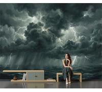 GSAEIMCT Photo Wallpaper Storm Clouds Rain Sea 400X280Cm Silk Wall Mural, 3D Wallpaper Mural, Abstract Weather Seascape Art Living Room Bedroom Art Poster Mural Wallpaper,