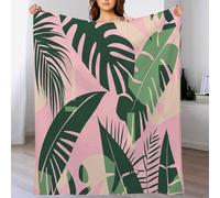 GSAEIMCT Pink Green Palm Leaf Illustration Throw Blanket Adult Children Tropical Plants 3D Design Printed Fluffy Soft Warm Cozy Plush Sherpa Microfiber Bedding For Couch Bed Sofa 40"X50"(100X130Cm)
