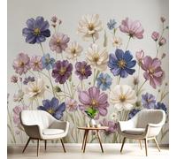 GSAEIMCT Pink Lush Flowers Murals Photo,3D Watercolor Plants Wall Murals,Wallpaper for Bedroom Living Room Home Poster Decor 150X105Cm Background Wall Decorative
