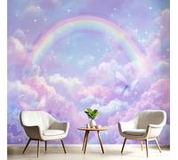 GSAEIMCT Pink Purple Cloud Butterfly Wallpaper Mural,Watercolor Landscape Wall Murals 3D Art Hd Printing Photo Wallpaper for Bedroom Living Kids Room Decor Poster Picture Design,450X300Cm