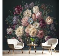 GSAEIMCT Pink Tulip Flowers Wallpaper Mural,Still Life Plants Wall Murals 3D Art Hd Printing Photo Wallpaper for Bedroom Living Kids Room Decor Poster Picture Design,150X105Cm