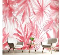 GSAEIMCT Pinkish White Palm Leaf Banana Tree Wallpaper Wall Covering Mural,Tropical Watercolor Print Large Photo for Home Office Bedroom Living Room Decoration Poster Tv Background Wall,150X105Cm