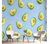 GSAEIMCT Polka Dot Avocado Wallpaper Mural Cartoon Watercolor Green Art Background Wall Large Mural for Living Room Bedroom,300X210Cm