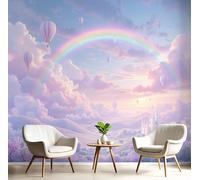 GSAEIMCT Powder Blue Hot Air Balloon In The Sky Murals Photo,3D Cartoon Landscape Wall Murals,Wallpaper For Bedroom Living Room Home Poster Decor 450X300Cm Background Wall Decorative