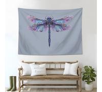 GSAEIMCT Purple-Blue Wall Tapestry Line Dragonfly Tapestry Wall Hanging Dreamy Insects Art Home Decoration For Bedroom Living Room, 230L X 180W Cm