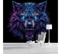 GSAEIMCT Purple Flash Wolf Photo Wallpaper Mural,Fantasy Animals 3D Large Wall Murals Hd Printing Decoration Poster Picture Design for Bedroom Living Room Home,400X280Cm
