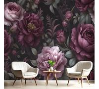 GSAEIMCT Purple Peony Rose Wallpaper Mural,Lush Vegetation Wall Murals 3D Art Hd Printing Photo Wallpaper for Bedroom Living Kids Room Decor Poster Picture Design,250X170Cm