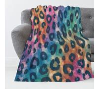 GSAEIMCT Rainbow Leopard Print Decor Throw Blankets For Couch Sofa Abstract Tie-Dye Soft Lightweight Flannel Fleece Blanket For Dorm Bedroom And Living Room,Baby 60"X80"(150X200Cm)