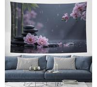 GSAEIMCT Raindrop Lotus Stone Tapestry Room Decor For Boys Men, 150L X 100W Cm | Zen-Like Scenery Wall Tapestry Washable Wall Decor For Bedroom Living Room Dorm Classroom Office