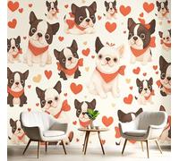 GSAEIMCT Red And White Loving Puppy Photo Wallpaper Mural,Cute Animals 3D Large Wall Murals Hd Printing Decoration Poster Picture Design For Bedroom Living Room Home,400X280Cm