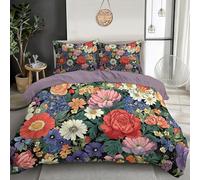 GSAEIMCT Red Pink Rose Daisy Comforter Cover Set For Boys Girls Adults Duvet Cover Flower Plants Bedding Set Quilt Cover Bedroom Decor 3Pcs Bedcloths With 2 Pillowcases Single 135X200Cm