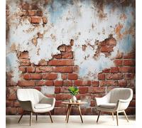 GSAEIMCT Red White Dilapidated Brick Wall 3D Murals,Natural Texture Silk Mural Photo Wallpaper for Large Tv Background Wall Art Living Room Bedroom Kitchen Home Decorative,150X105Cm