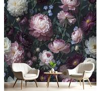 GSAEIMCT Red White Mural Photo Wallpaper,Still Life Flowers Wallpaper for Living Room Tv Backdrop Office,3D Effect Baroque Plants Large Wall Mural Paper Decoration Poster Picture,250X170Cm