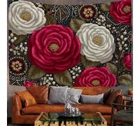GSAEIMCT Rose Paisley Tapestry 150L X 100W Cm Retro Realistic Style Tapestry Red White Room Decor Uv Reactive Hippie Wall Posters For Bedroom, Mandala