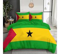 GSAEIMCT Sao Tome And Principe Flag Duvet Cover Set 3 Piece Bedding Set Botanical Print Pattern Soft Comforter Cover With Pillowcases All Season Quilt Cover With Zipper(Yellow Green,135X200Cm)