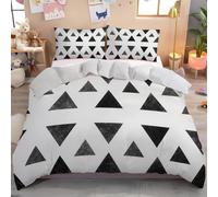 GSAEIMCT Single Duvet Cover Set 135X200Cm,Black White Simple Triangle Watercolor Geometry Bedding Set,2 Piece With Pillowcase,Soft Microfiber Quilt Cover