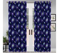 GSAEIMCT Spiral Galaxies Pattern Blackout Curtains, Sci-Fi Scenery Thermal Eyelet Curtains For Living Room Bedroom Window, Blue-Purple, W 46" X L 90"