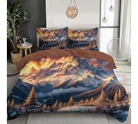 GSAEIMCT Sunrise Mountains Duvet Cover Fantasy Landscape Bedding Set Super King Soft Microfiber Gold Duvet Set 3D Bedding With Zipper Closure For Kids Teens Adults,260X220Cm