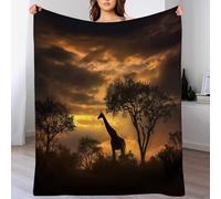 GSAEIMCT Sunset Giraffe Plush For Kids & Adults - 3D Fantasy Animals Print,Soft Fuzzy Fleece Throw Blanket For Sofa,Bed,Couch Living Room Bed Camping Travel 80"X95"(200X240Cm),Yellow