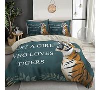 GSAEIMCT Super King 3D Text Tiger Duvet Cover Set Microfiber Bedding Set 3 Piece With 2 Pillowcases Simple Animals Duvet Cover Set With Zipper,Soft Brown-Green Quilt Cover All Season For Child Aldult