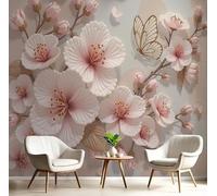 GSAEIMCT Wall Murals 200X140Cm, Butterfly Cherry Blossom Pattern Wall Fabric, Minimalist Illustrations Large Photo Wallpaper for Living Room Bedroom Bathroom Office Dining Room Kid's Room Home Decor